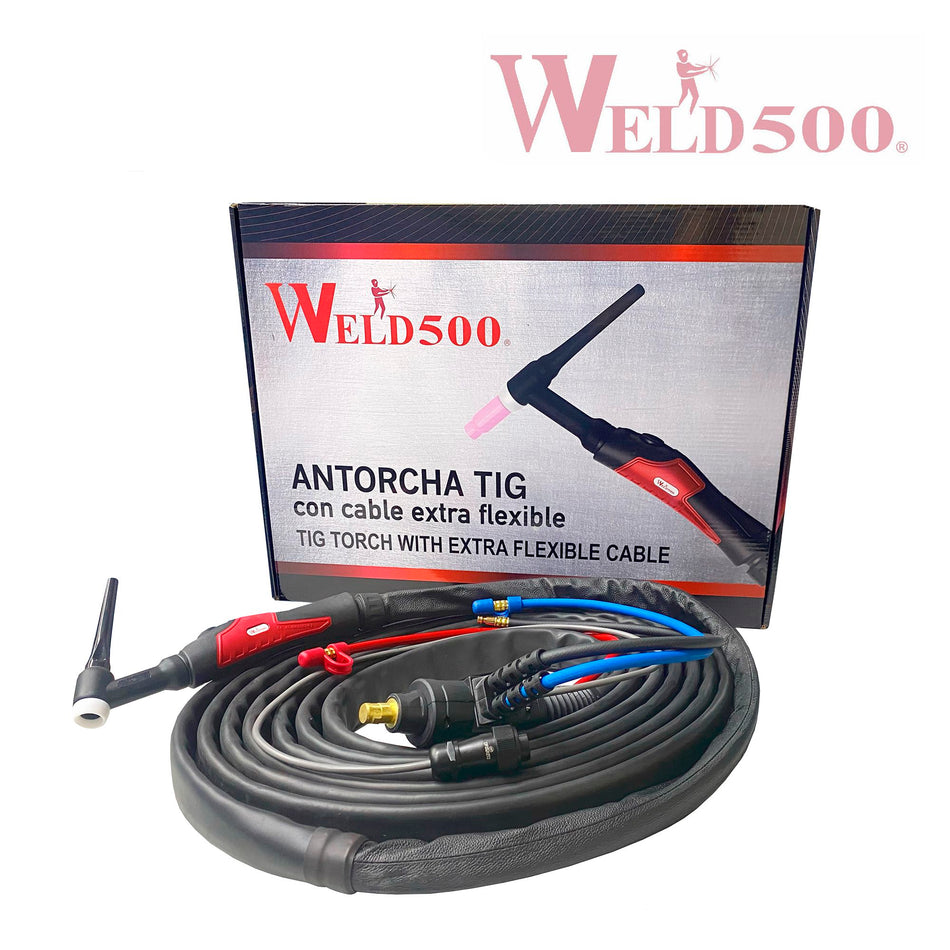 ANTORCHA TIG 350A 25FT ENF/AGUA C/CABLE EXTRA FLEXIBLE