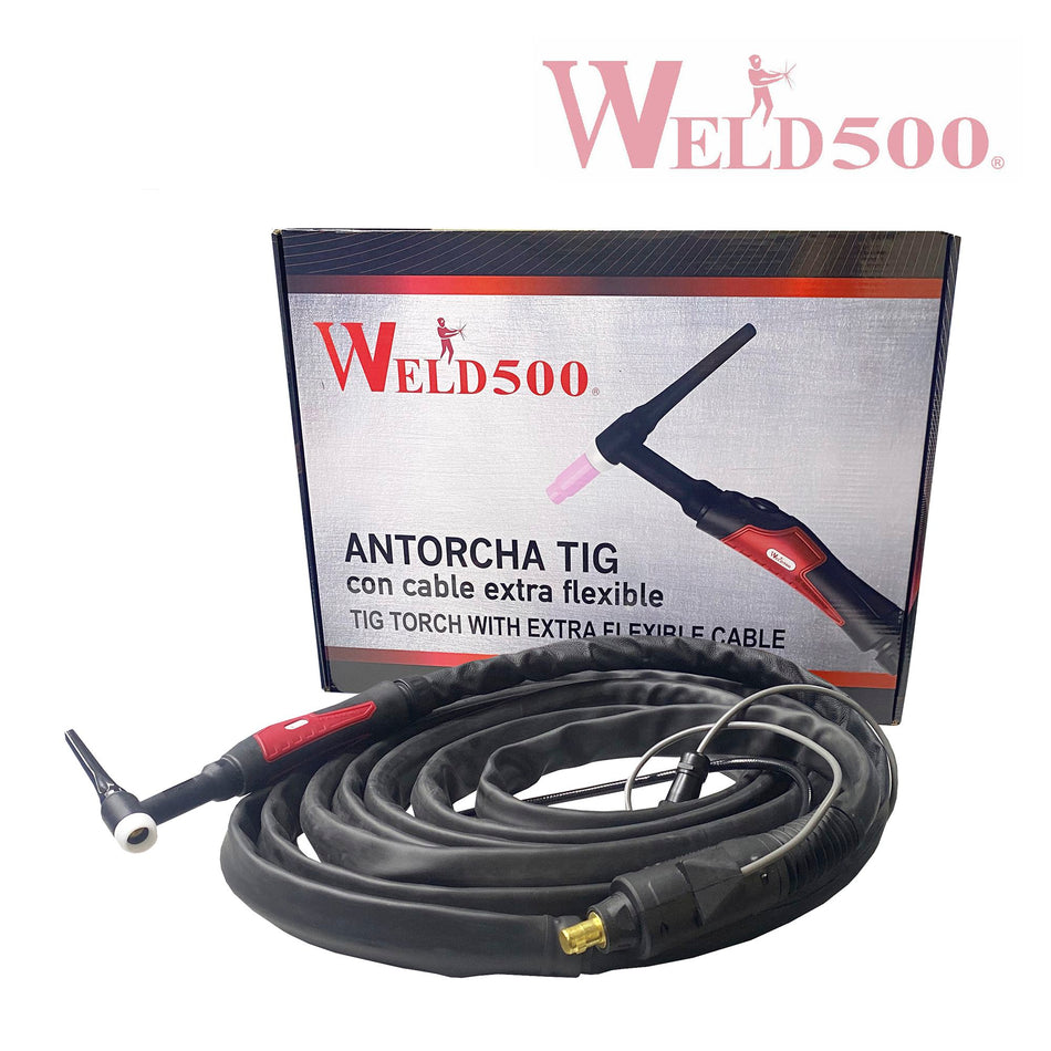 ANTORCHA TIG 200A 25FT ENF/AIRE C/CABLE EXTRA FLEXIBLE