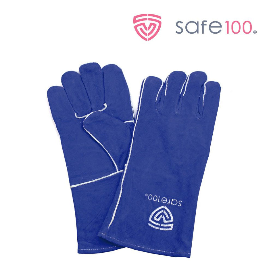 GUANTE PARA SOLDAR CARNAZA AZUL KEVLAR 14''